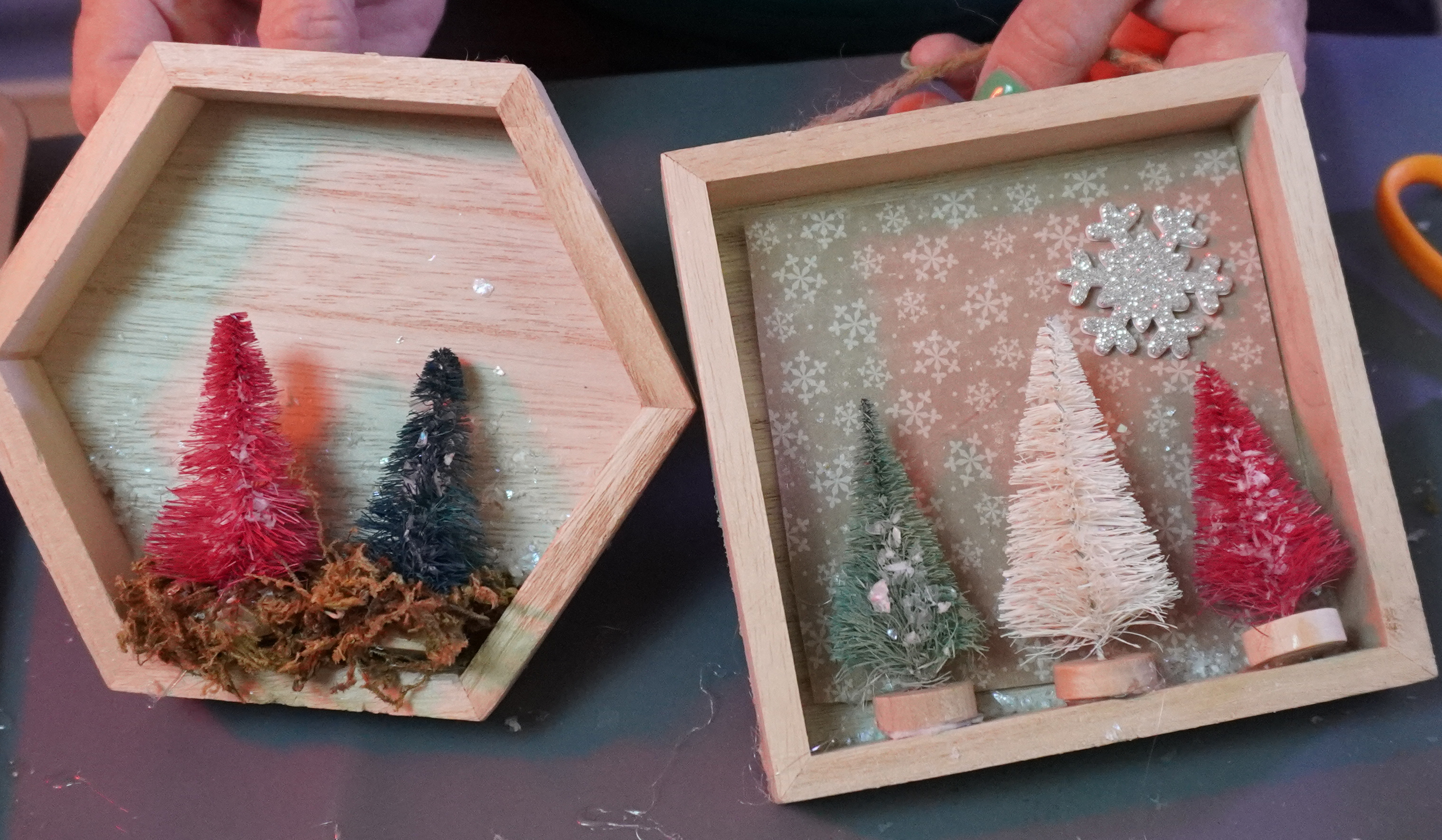 Making a DIY 💓 Pine Trees Christmas 🎄 Shadow Box Wall 